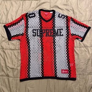 Supreme Black and Red Mesh Knit Top